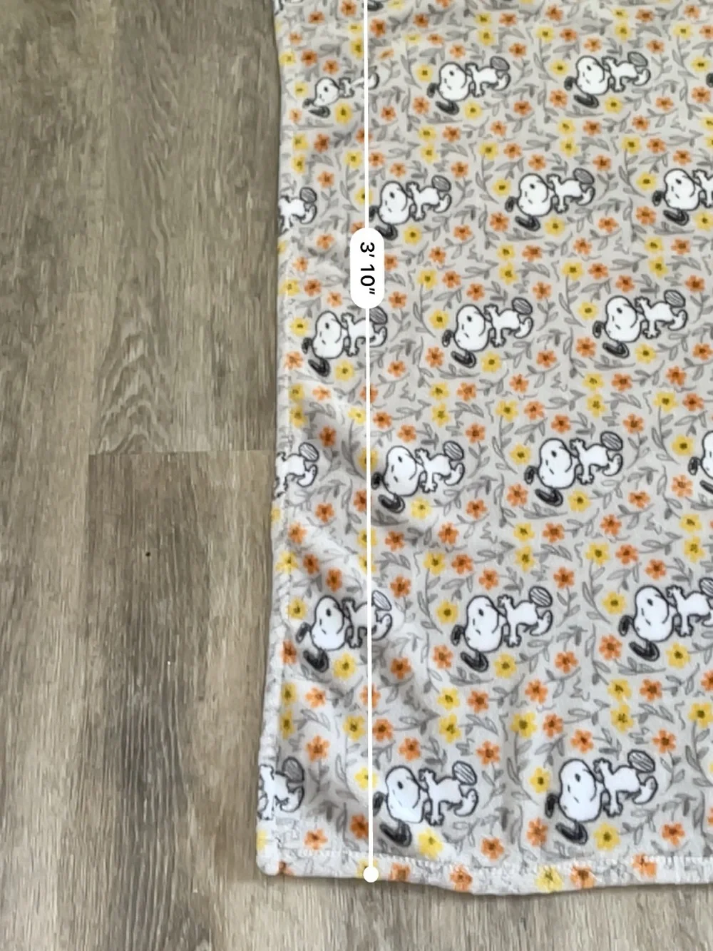 Peanuts Snoopy Floral Fleece Throw Blanket 55” x 70” Gray Orange Yellow Flowers